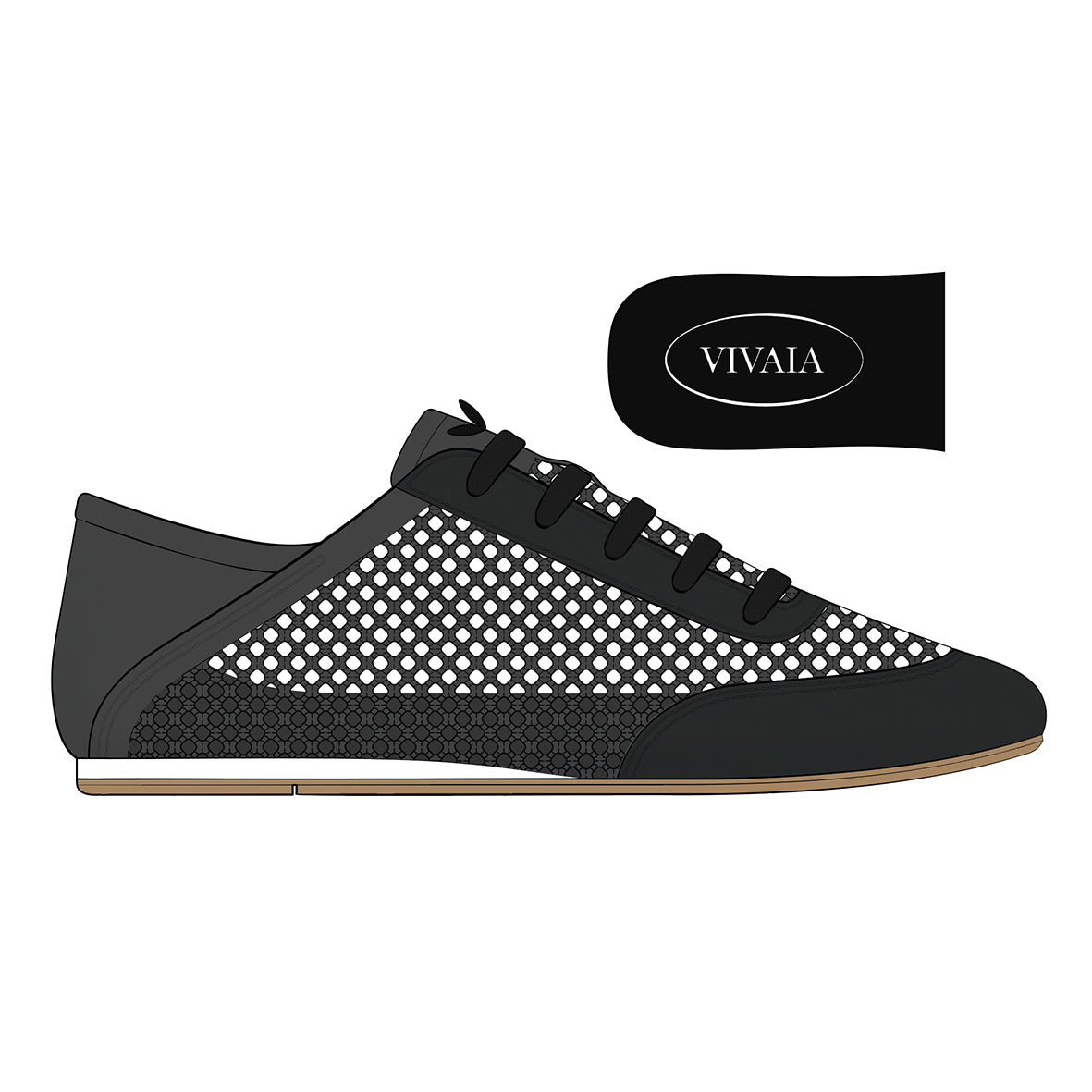 Round-Toe Lace-Up Mesh Sneakers (Yara)