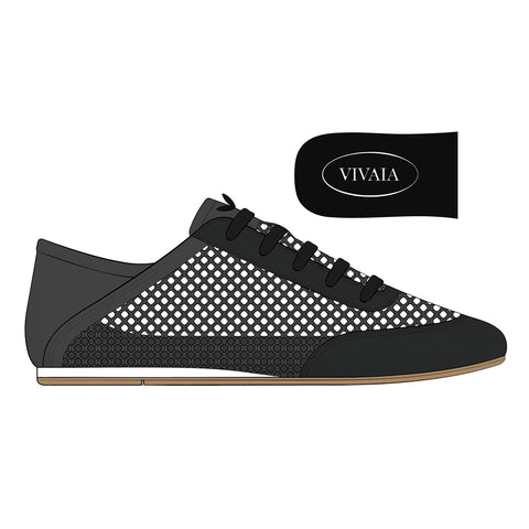 Round-Toe Lace-Up Mesh Sneakers (Yara)