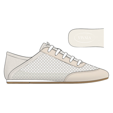 Round-Toe Lace-Up Mesh Sneakers (Yara)